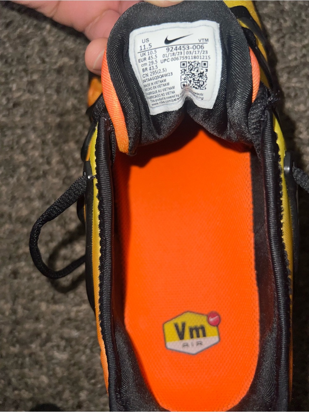 Nike Kids Orange and Black VM Air Sneakers